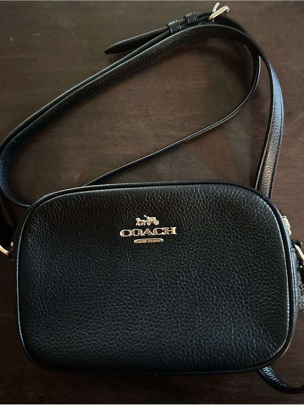 Like New Coach Black Pebble Leather Crossbody Bag - Gold Hardware